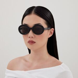 NEW Gucci GG1722SA 001 Shiny Black Grey Unisex Oval Sunglasses GG 1722SA